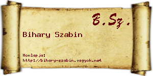 Bihary Szabin névjegykártya